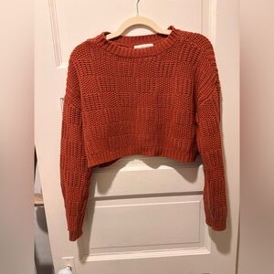 Willow & Wind Burnt Orange Cropped Knit Sweater – Size M